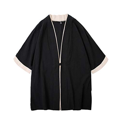 HAORUN Men Japanese Short-Sleeved Kimono Cardigan Yukata Coat Loose Cardigan Jacket Top4