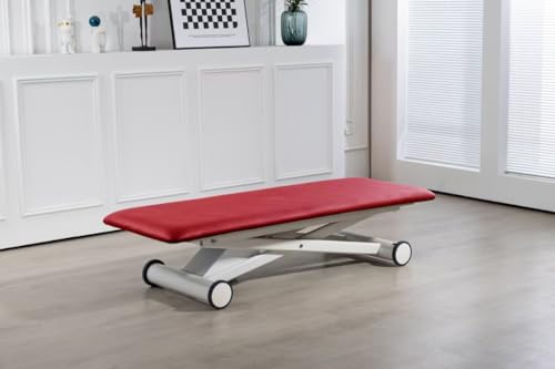 Demixson Adjustable Hi-Lo Power Table with Open Base, Electric Height Adjustment (Red)