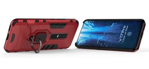 Image of ONELIKE 360 Shockproof Slim Drop Full Body Protection Robot Ring Phone Back Cover for vivo 1909 / vivo V17 Pro - Red