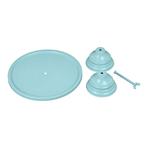 Image of Non Revolving Cake Stand Pedestal 13 inch Diameter (Top), Strong Metal (Sky Blue)