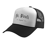 St. Pauli Design Gothic Style Trucker Hat with Adjustable Mesh Back, Black/White