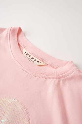 Girls' Short Sleeve T-Shirt with Sequin Heart Design, Yellow3