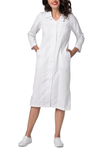 Adar Universal Scrub Dress for Women - Embroided Collar Dress - 2801 - White - 12