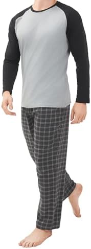 DAVID ARCHY Mens Pajamas Set - Soft Pj Sets for Men Long Sleeve Pajamas Men Cotton Mens Pjs Sets Loungewear with Pockets