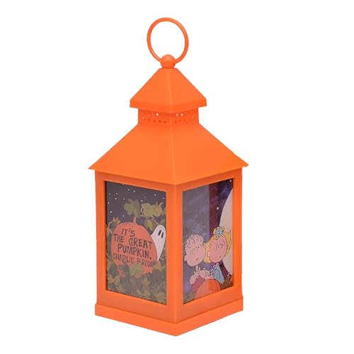 Mark Feldstein Peanuts Its The Great Pumpkin LED Flameless Halloween Lantern Orange 9.5 Inch