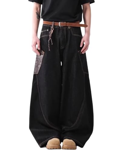 Y2k Baggy Jeans for Men Women Wide Leg Skater Grunge Pants Loose Fit Barrel Jeans Hip Hop Denim Pants Streetwear