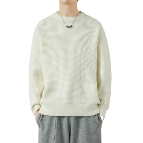 Men's Loose Round Neck Knitted Sweaters for Winter Undershirt