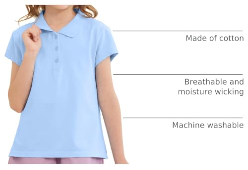 Image of OHD 4 Pack Girls Polo Shirt Girls Uniform Polo for School Cotton Shirts School Uniform Tops Size 3T-14