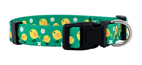 Native Pup Easter Dog Collar, Cute Spring Gift for Puppies, Pink Pastel, Eggs, Chicks, Bunny Adjustable for Small, Medium, Large Breeds (Chicks, Medium)