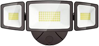 Olafus 55W Flood Lights Outdoor, 5500LM LED Security Lights, 6500K Exterior Flood Light with 3 Adjustable Heads, Brown Outdoor Flood Light Fixture IP65 Waterproof for Backyard Garage Patio Porch Eave