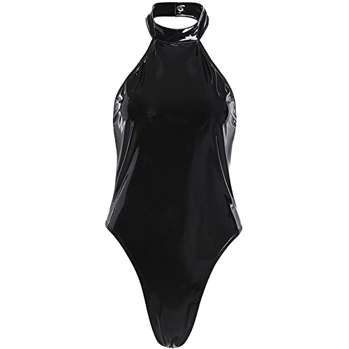 Body string effet mouillé pour soirée audacieuse en cuir verni XXL