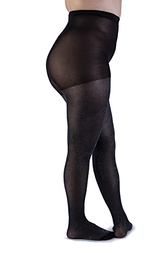 Collant curvy extensible noir pailleté galbant à taille haute - 3