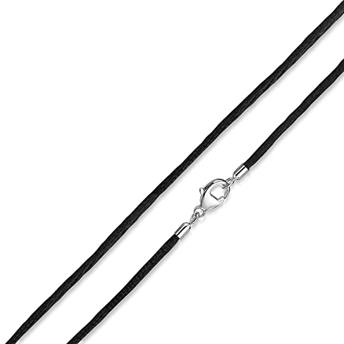 MATERIA Damen Halsband Samt schwarz Textil 2mm 925 Silber Karabiner 8 Längen #K26, Länge Halskette:50 cm