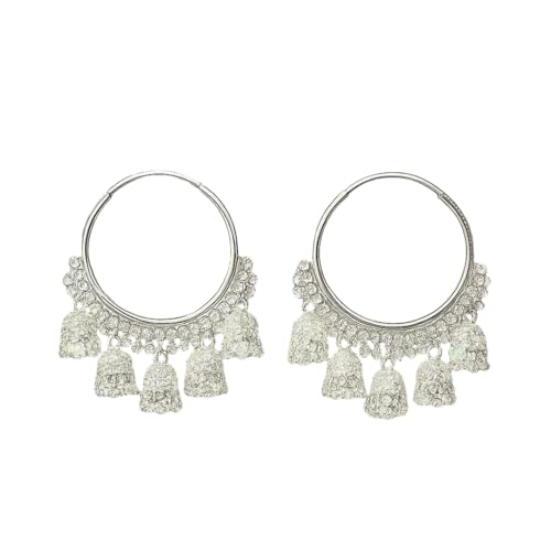 Image of Premium Oxidized Jhumki Earrings for Women | Chunky Long Ghungroo | Bridal Dulhan Temple Jewelry | Anti Tarnish Hypoallergenic Festive Earrings for Navratri, Garba, Dandiya, Diwali ,Wedding