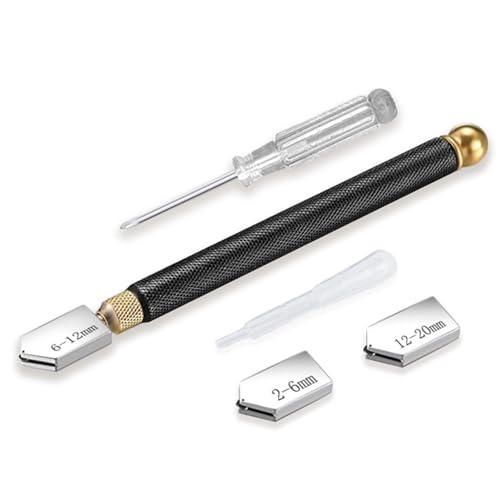 Glass Cutter Kit, Glass Bottle Cutter Upgrade Glass Cutters Tool 2mm-20mm Carbide Tip Glass Cutters for Thick Glass Mirror and Mosaic