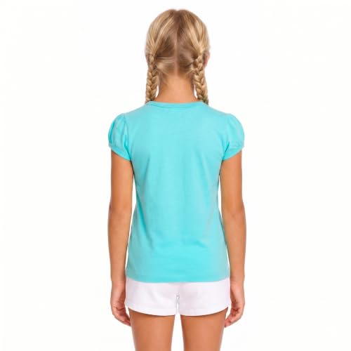 Image of Lilax Girls Short Puff Sleeve Cotton T-Shirt, Toddler & Little Girls Top | 95% Cotton Puff Sleeve Tee; Crewneck, Short Sleeve; Toddler & Girls Sizes 2T-12; for School, Play & Everyday; Machine Wash