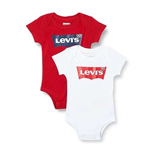 Levi's Batwing 2pk bodysuit Unisex bebé Blanco/Rojo 6-12 meses