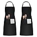 smatime 2Pezzi Grembiuli per Donna Uomo, Grembiuli Regolabile con 2 Tacsche, Grembiuli Cotone Piliestere, Grembiuli per Cucina Giardinaggio Ristorante Cameriere Barbecue Caffetteria (Nero)