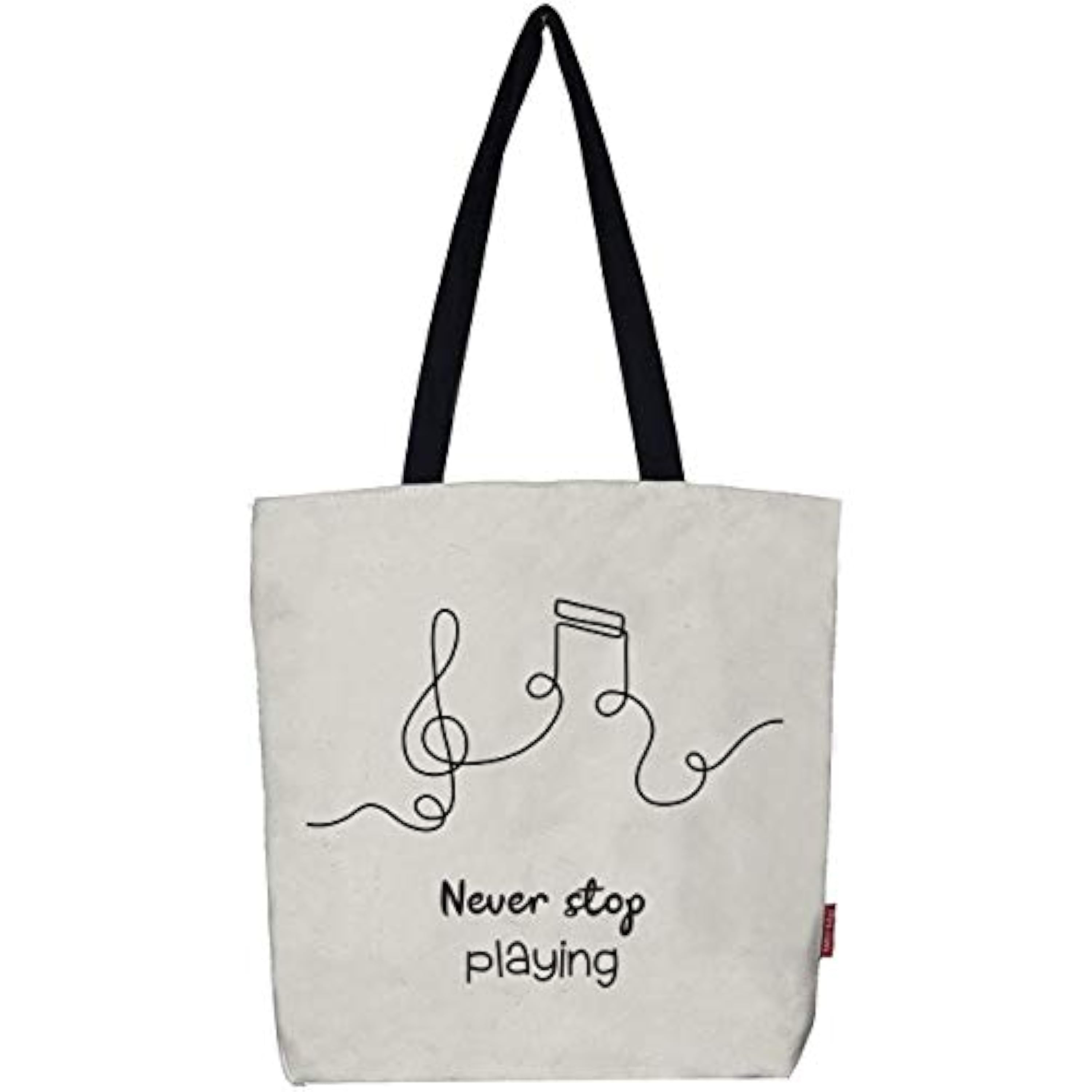 Hello-Bags. Bolso Tote Bag. con Cremallera, Forro y Bolsillo Interior. Exterior: Algodón 100%. Incluye sobre Kraft de Regalo. Modelo Never Stop. Color: Crudo.