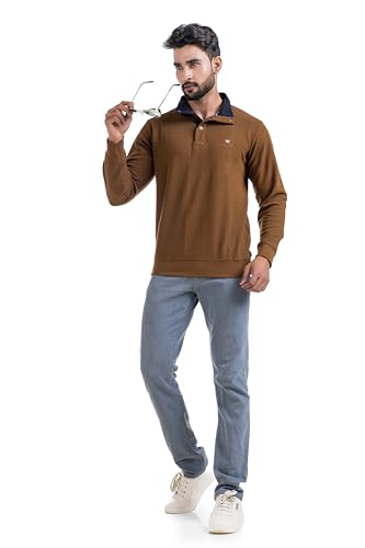 Image of Men's Sweat Shirts with Zippered, Full Sleeves Solid /Relaxed & Regular Fit Pure Cotton Sweater /Comfortable and Casual Winter Wear for College, Office