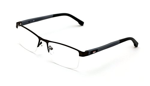 V.W.E. Men Half Rimless Rectangular Non-prescription Glasses Frame Clear Lens Eyeglasses (Gray)