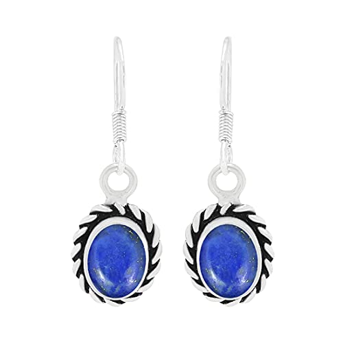 Boucles d'oreilles pendantes argent ovale et gemmes naturelles pour sublimer vos tenues