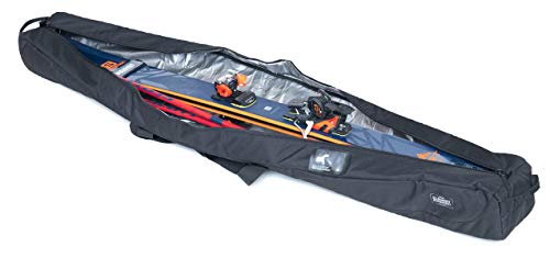 Element Equipment Deluxe Padded Ski Bag Single - Premium High End Travel Bag Black/Blue 190 #TOP2