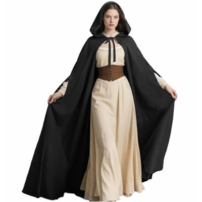 keland Renaissance - Capa con capucha para mujer, diseño medieval con agujeros en las mangas, para Halloween, color negro | Ya disponible en tu tienda friki favorita! En mundofriki.es!