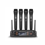 Kit 4 Microfone Sem Fio Profissional Uhf Led Com Receptor Ec