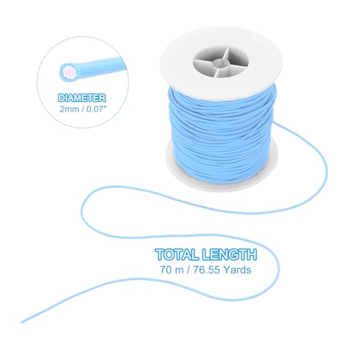 Cordón elástico de 2 mm azul claro, hilo resistente de 70 m para pulseras y abalorios 3