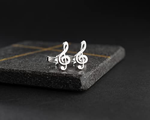 Mancuernillas de plata 925 con nota musical para hombre miniatura 2