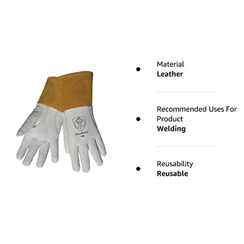 Tillman 1338 Top Grain Goatskin Tig Welding Gloves With 4" Cuff, Small,White #TOP2