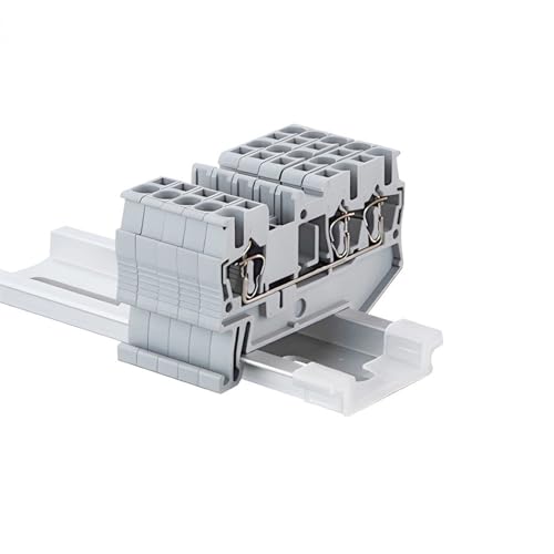50Pcs ST-2.5-Twin Wire Conductor Electrical Wiring Pull Type 3 Conductors Din Rail Terminal Block(Orange)
