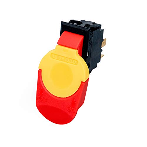 POWERTEC 120/230V Dual Voltage Safety Paddle Switch, 16 Amps, Smart Switch w/Removable Locking Key, Fits Table Saw, Bandsaw, Drill Press, and Disc Sanders, Power Tool Safe Guard (71390)