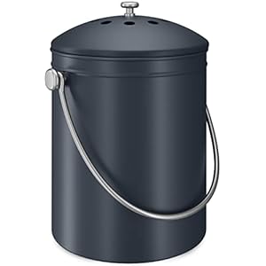 Utopia Kitchen Compost Bin for Kitchen Countertop – 1.3 Gallon Compost Bucket for Kitchen with Lid – Includes 1 Spare Charcoal Filter (Dark Purple)