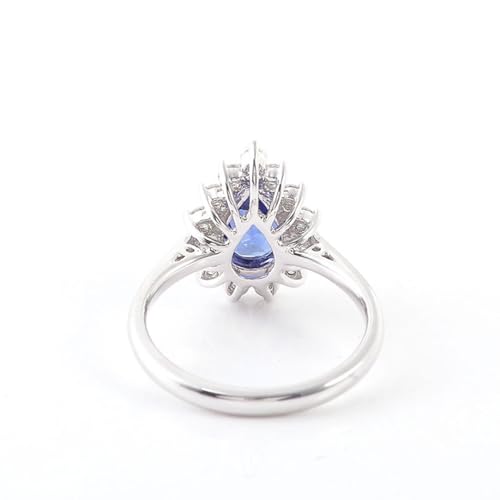 Anillo de oro blanco de 9 quilates con zafiro y moissanite - Fernando Cortés