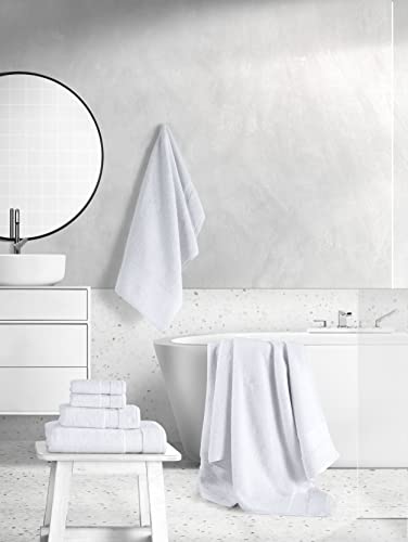 Mk Havlu Soft Plush And Absorbent 6 Piece Towel Set Of 6 For Bathroom 100% Turkish Cotton Bath Towels Best Bath Towels Set Luxury Bath Towel Sets 2 Bath Towels 2 Hand Towel 2 Washclothes (White) #TOP2