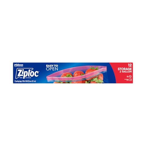 Ziploc Double Zipper Storage Bag, 2 Gallon Jumbo, 12-Count (Pack of 3)