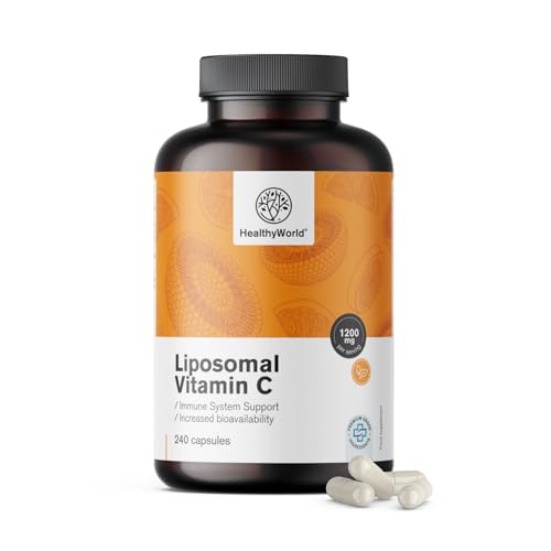 HealthyWorld® Vitamina C Liposomiale - 240 Capsule Vegetali - 1200 mg di Vitamina C al giorno - con Complesso Fosfolipidico di Girasole e Rosa Canina - scorta per 4 mesi - Elevata Biodisponibilità