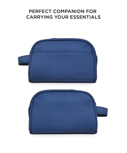 Image of COUNSELOR Toiletry Bag for Men & Women, Vegan Leather Toiletry Organizer, Shaving Kit Bag & Grooming, Travel Toiletry Pouch with Handle, Multiple Compartment, Unisex Travel Organizer Swift (Navy Blue)