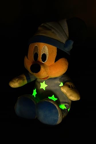 Simba 6315870349 - Disney Gute Nacht Mickey Maus, 25cm Glow in The Dark Plüsch, Micky Mouse, Babyspielzeug, Kuscheltier, Trösterchen, ab den ersten Lebensmonaten geeignet
