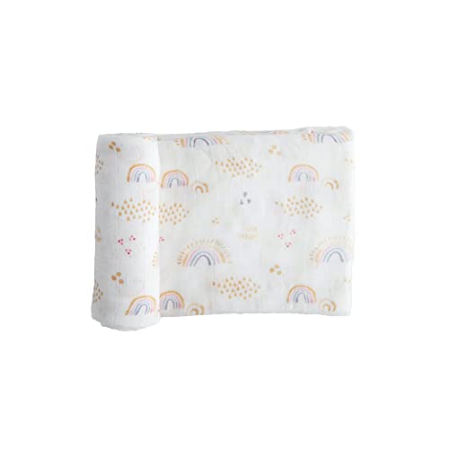 Image of Little Unicorn - Rainbows & Raindrops Deluxe Swaddle | Single | 100% Rayon Muslin from Bamboo | Super Soft | Newborns and Infants | Large 47 inch x 47 inch | Machine Washable