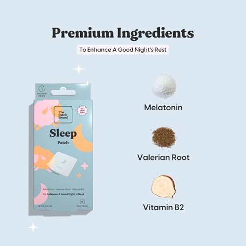 The Patch Brand Sleep Patches | Support Restful Sleep with Melatonin, Valerian Root & B6 | All Natural Vitamins & Mineral Patch Plant Based and Cruelty Free Water Resistant Patches That Last All Night