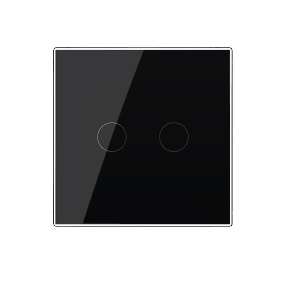 LIVOLO 2-facher dimmbarer Touch Lichtschalter Glasschalter Touchlichtschalter Dimmer Dimmerschalter Glas Wandschalter Glasblende Seriendimmer Schwarz VL-FC2D2-2G-C2-12