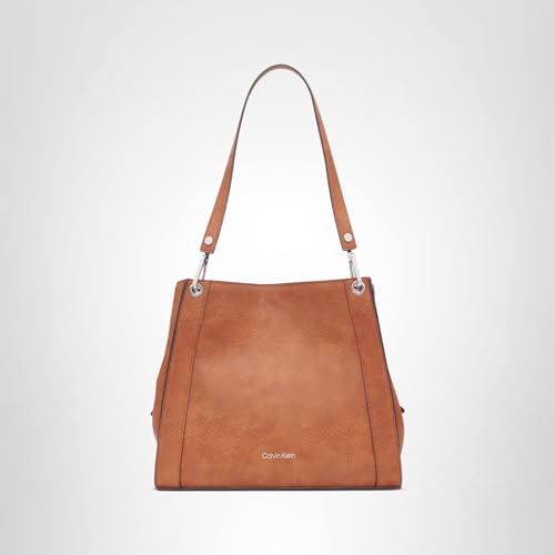 Calvin Klein Reyna Novelty Triple Compartment Shoulder Bag, Caramel Mix