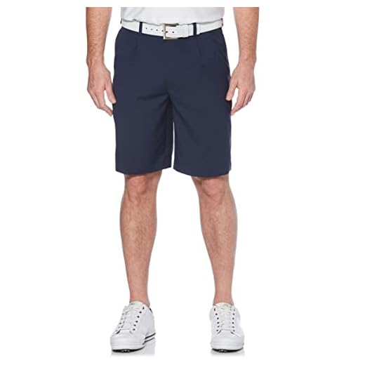 PGA TOUR Men's Double Pleat Expandable Golf Short, Black Iris, 36