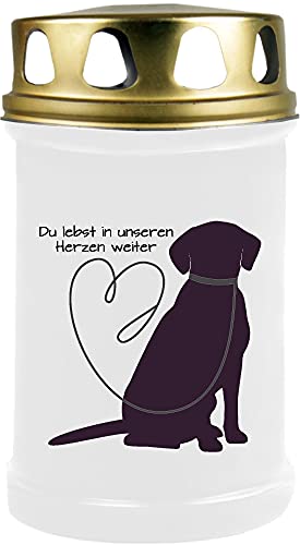 HS Candle Vela funeraria (perro lino) – aprox. 48 h / 2 días de combustión por vela (14,5 cm, diámetro de 7 cm) – muchos diseños