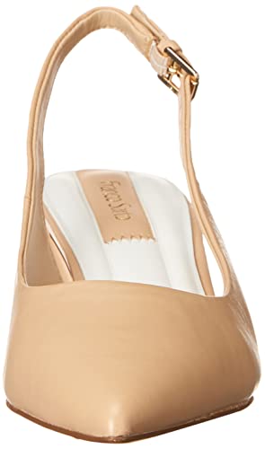 Franco Sarto Womens Racer Slingback Low Block Heel Pointed Toe Pump, Beige Leather, 9.5 #TOP1
