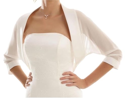 EWUHYFP Boléro de Mariage en Mousseline Soie et Satin, Accessoires for Occasions nuptiales, Robes mariée, for Femmes(White,L)