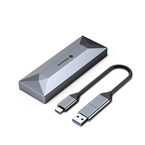 Yottamaster Carcasa M.2 NVMe, Carcasa SSD M2 con UASP, USB C 3.2 Gen 2 * 2 20Gbps Caja Disco Duro para SSD M.2 NVMe PCIE M Key B+M Key 2230/2242/2260/2280, con 2-in-1 Cable USB C Cover